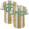 Custom White Kelly Green-Old Gold Gradient Vertical Stripe Argentina Style Authentic Baseball Jersey