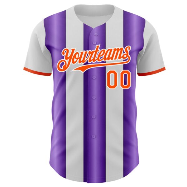 Custom White Orange-Purple Gradient Vertical Stripe Argentina Style Authentic Baseball Jersey