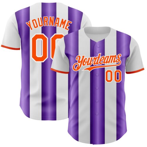 Pinstripe0389 Custom White Orange-Purple Gradient Vertical Stripe Argentina Style Authentic Baseball Jersey