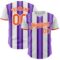 Custom White Orange-Purple Gradient Vertical Stripe Argentina Style Authentic Baseball Jersey