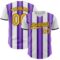 Custom White Gold Purple-Black Gradient Vertical Stripe Argentina Style Authentic Baseball Jersey