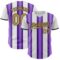 Custom White Old Gold Purple-Black Gradient Vertical Stripe Argentina Style Authentic Baseball Jersey