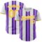 Custom White Gold-Purple Gradient Vertical Stripe Argentina Style Authentic Baseball Jersey