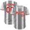 Custom White Red-Steel Gray Gradient Vertical Stripe Argentina Style Authentic Baseball Jersey