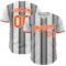 Custom White Orange-Steel Gray Gradient Vertical Stripe Argentina Style Authentic Baseball Jersey