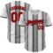 Custom White Red Steel Gray-Black Gradient Vertical Stripe Argentina Style Authentic Baseball Jersey