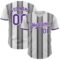 Custom White Purple-Steel Gray Gradient Vertical Stripe Argentina Style Authentic Baseball Jersey