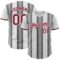 Custom White Crimson-Steel Gray Gradient Vertical Stripe Argentina Style Authentic Baseball Jersey