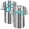 Custom White Teal-Steel Gray Gradient Vertical Stripe Argentina Style Authentic Baseball Jersey