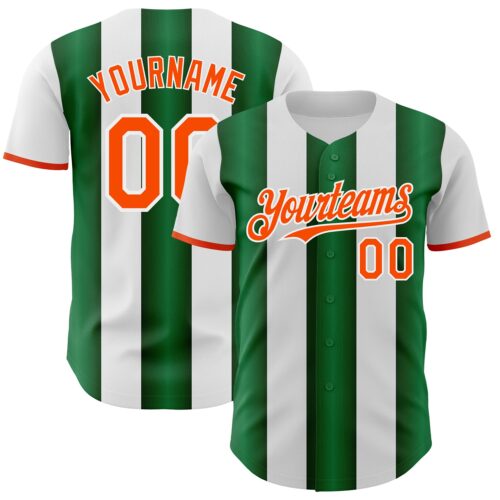 Pinstripe0412 Custom White Orange-Green Gradient Vertical Stripe Argentina Style Authentic Baseball Jersey