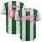 Custom White Pink-Green Gradient Vertical Stripe Argentina Style Authentic Baseball Jersey