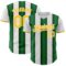 Custom White Gold-Green Gradient Vertical Stripe Argentina Style Authentic Baseball Jersey