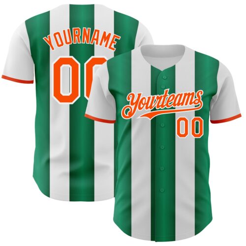 Pinstripe0418 Custom White Orange-Kelly Green Gradient Vertical Stripe Argentina Style Authentic Baseball Jersey