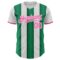 Custom White Pink-Kelly Green Gradient Vertical Stripe Argentina Style Authentic Baseball Jersey