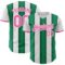Custom White Pink-Kelly Green Gradient Vertical Stripe Argentina Style Authentic Baseball Jersey