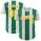 Custom White Gold-Kelly Green Gradient Vertical Stripe Argentina Style Authentic Baseball Jersey