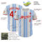 Custom White Red-Light Blue Gradient Vertical Stripe Argentina Style Authentic Baseball Jersey