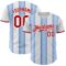 Custom White Red-Light Blue Gradient Vertical Stripe Argentina Style Authentic Baseball Jersey