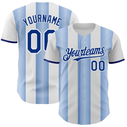 Pinstripe0424 Custom White Royal-Light Blue Gradient Vertical Stripe Argentina Style Authentic Baseball Jersey