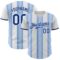 Custom White Royal-Light Blue Gradient Vertical Stripe Argentina Style Authentic Baseball Jersey