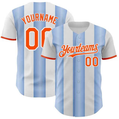 Pinstripe0425 Custom White Orange-Light Blue Gradient Vertical Stripe Argentina Style Authentic Baseball Jersey