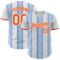 Custom White Orange-Light Blue Gradient Vertical Stripe Argentina Style Authentic Baseball Jersey