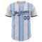 Custom White Navy-Light Blue Gradient Vertical Stripe Argentina Style Authentic Baseball Jersey