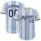 Custom White Navy-Light Blue Gradient Vertical Stripe Argentina Style Authentic Baseball Jersey