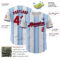 Custom White Red Light Blue-Navy Gradient Vertical Stripe Argentina Style Authentic Baseball Jersey
