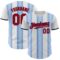 Custom White Red Light Blue-Navy Gradient Vertical Stripe Argentina Style Authentic Baseball Jersey