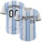 Custom White Black-Light Blue Gradient Vertical Stripe Argentina Style Authentic Baseball Jersey