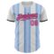 Custom White Pink Light Blue-Black Gradient Vertical Stripe Argentina Style Authentic Baseball Jersey