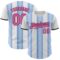 Custom White Pink Light Blue-Black Gradient Vertical Stripe Argentina Style Authentic Baseball Jersey
