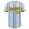 Custom White Gold Light Blue-Black Gradient Vertical Stripe Argentina Style Authentic Baseball Jersey
