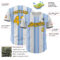 Custom White Gold Light Blue-Black Gradient Vertical Stripe Argentina Style Authentic Baseball Jersey