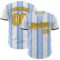 Custom White Gold Light Blue-Black Gradient Vertical Stripe Argentina Style Authentic Baseball Jersey
