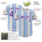 Custom White Purple-Light Blue Gradient Vertical Stripe Argentina Style Authentic Baseball Jersey
