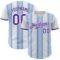 Custom White Purple-Light Blue Gradient Vertical Stripe Argentina Style Authentic Baseball Jersey