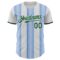 Custom White Green-Light Blue Gradient Vertical Stripe Argentina Style Authentic Baseball Jersey