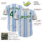 Custom White Green-Light Blue Gradient Vertical Stripe Argentina Style Authentic Baseball Jersey