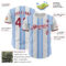 Custom White Crimson-Light Blue Gradient Vertical Stripe Argentina Style Authentic Baseball Jersey