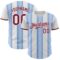 Custom White Crimson-Light Blue Gradient Vertical Stripe Argentina Style Authentic Baseball Jersey