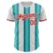 Custom White Red-Teal Gradient Vertical Stripe Argentina Style Authentic Baseball Jersey