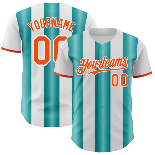 Pinstripe0440 Custom White Orange-Teal Gradient Vertical Stripe Argentina Style Authentic Baseball Jersey