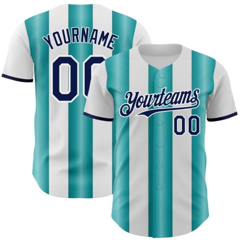 Pinstripe0441 Custom White Navy-Teal Gradient Vertical Stripe Argentina Style Authentic Baseball Jersey