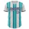 Custom White Gray Teal-Navy Gradient Vertical Stripe Argentina Style Authentic Baseball Jersey