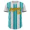 Custom White Gold Teal-Black Gradient Vertical Stripe Argentina Style Authentic Baseball Jersey
