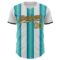 Custom White Old Gold Teal-Black Gradient Vertical Stripe Argentina Style Authentic Baseball Jersey