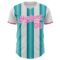 Custom White Pink-Teal Gradient Vertical Stripe Argentina Style Authentic Baseball Jersey