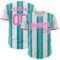 Custom White Pink-Teal Gradient Vertical Stripe Argentina Style Authentic Baseball Jersey